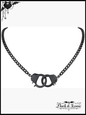 Handcuff Choker Necklace Padlock Pendant Curb Chain 16-18in Stainless Steel